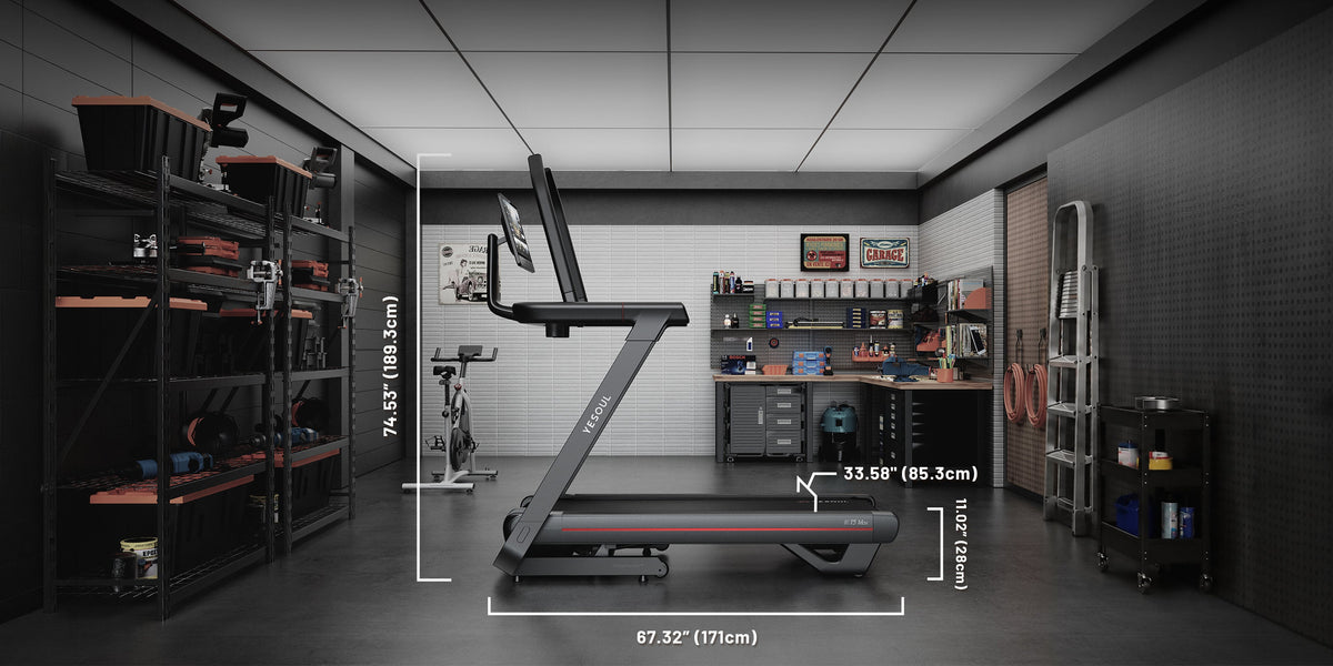 Tapis de course Yesoul T5 à plat dans un salon