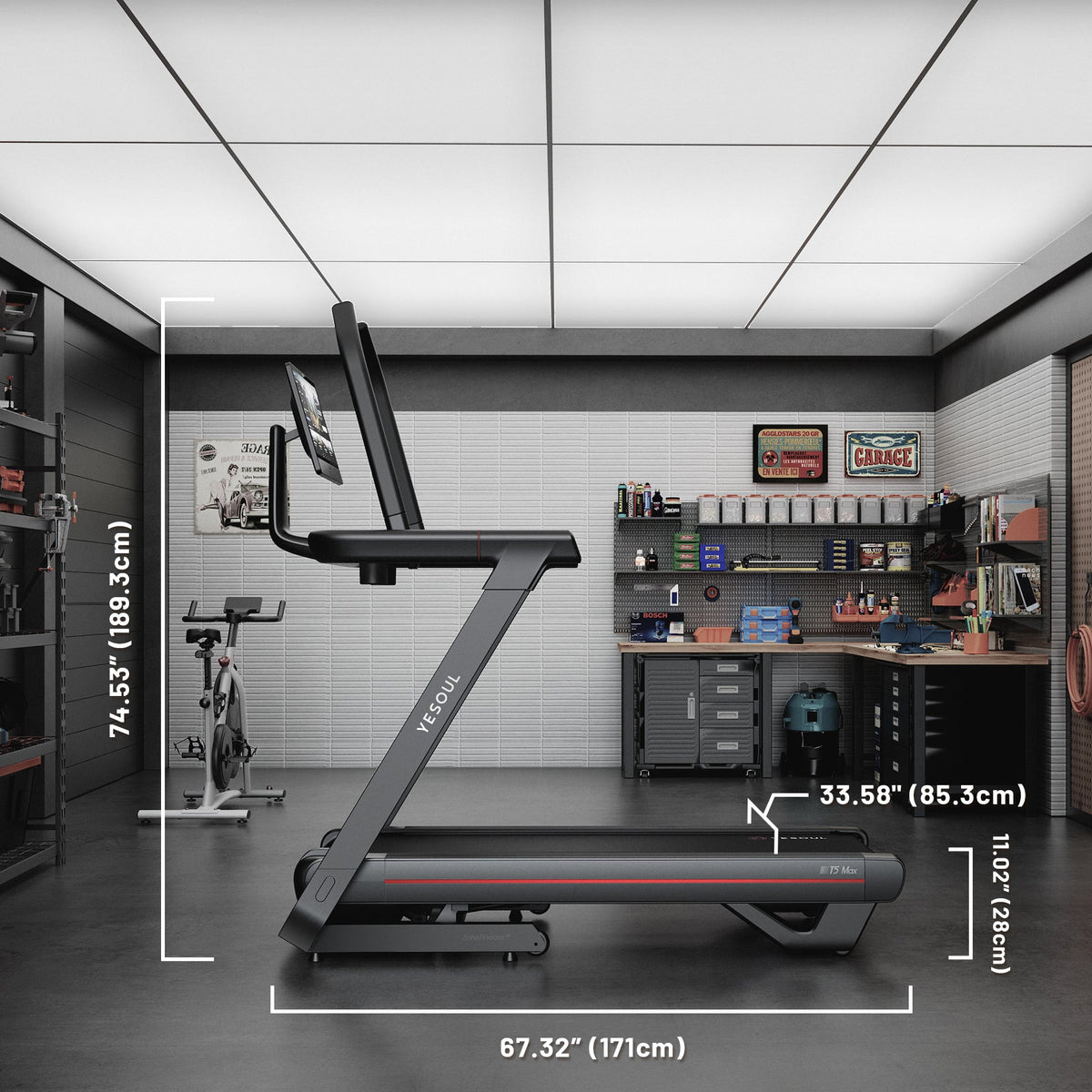 Tapis de course Yesoul T5 à plat dans un salon