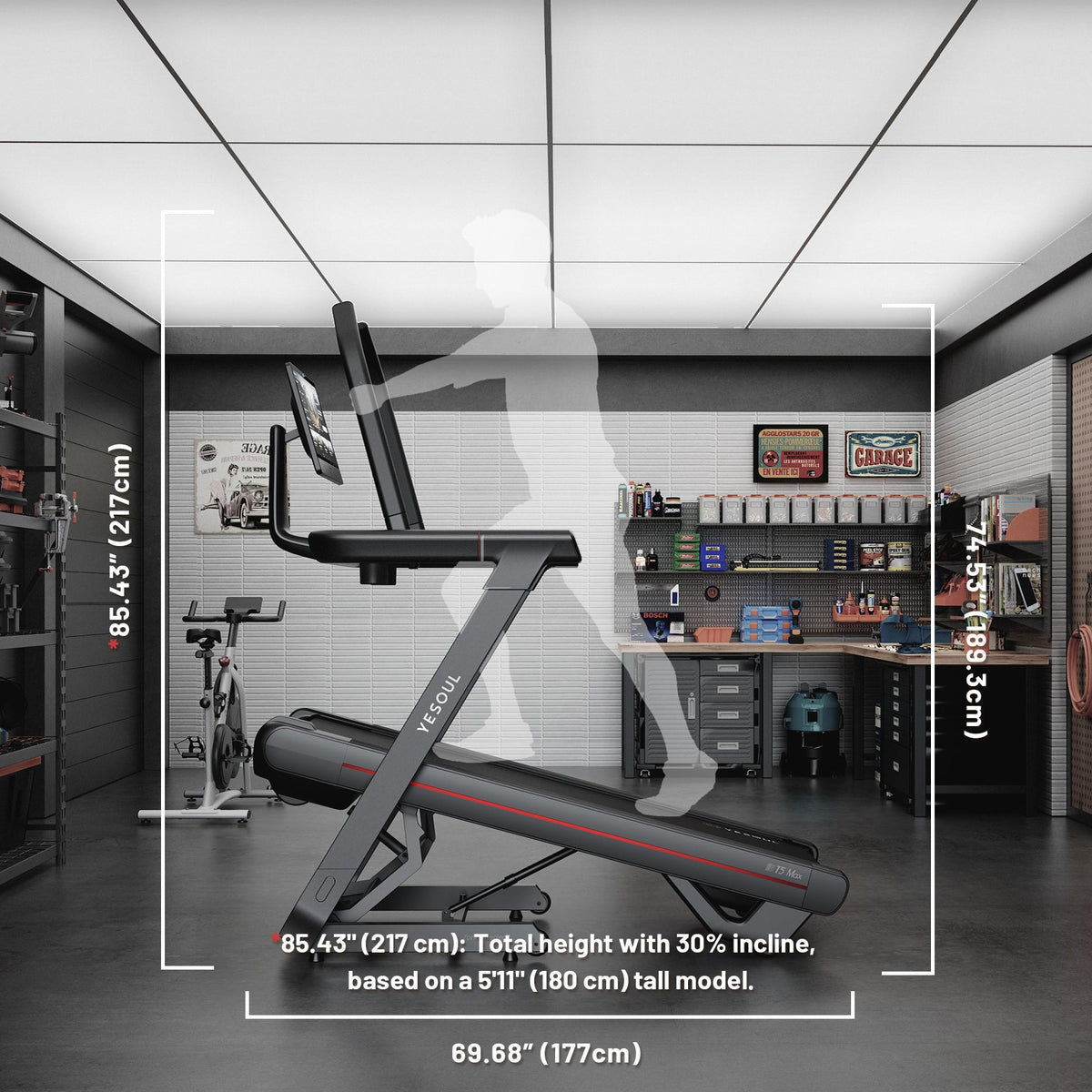 Tapis de course Yesoul T5 incliné dans un salon